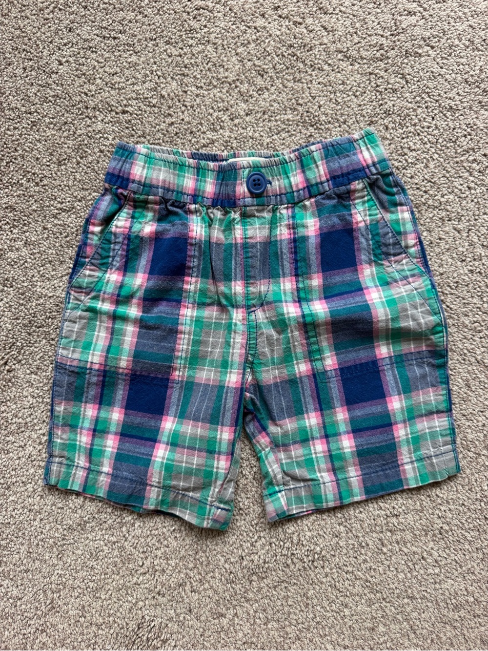 Place Plaid Cotton Shorts in Blue, Green and Pink